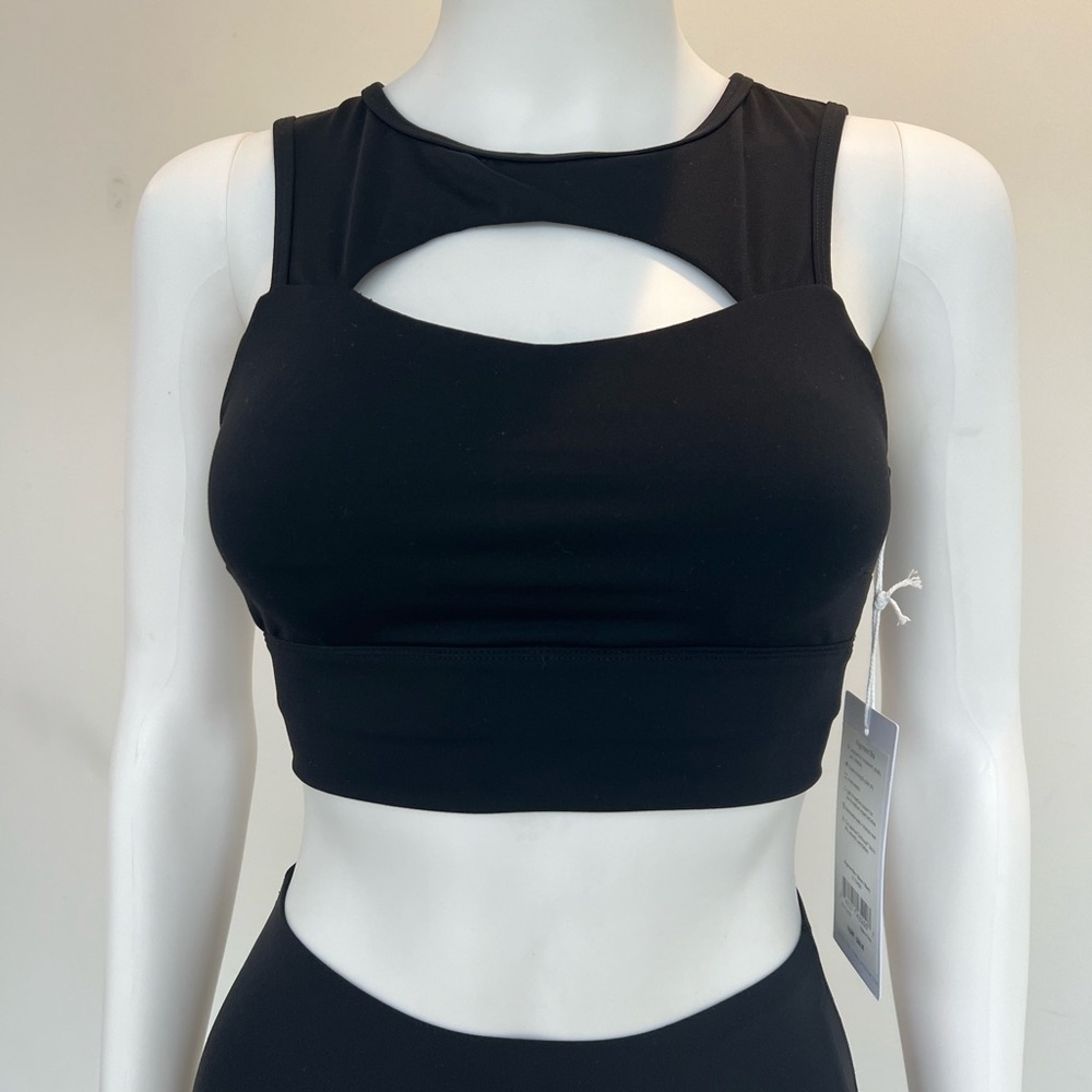 NWT Tavi Workout Cropped Tank with Keyhole Neckline and Open Back Alignment Bra